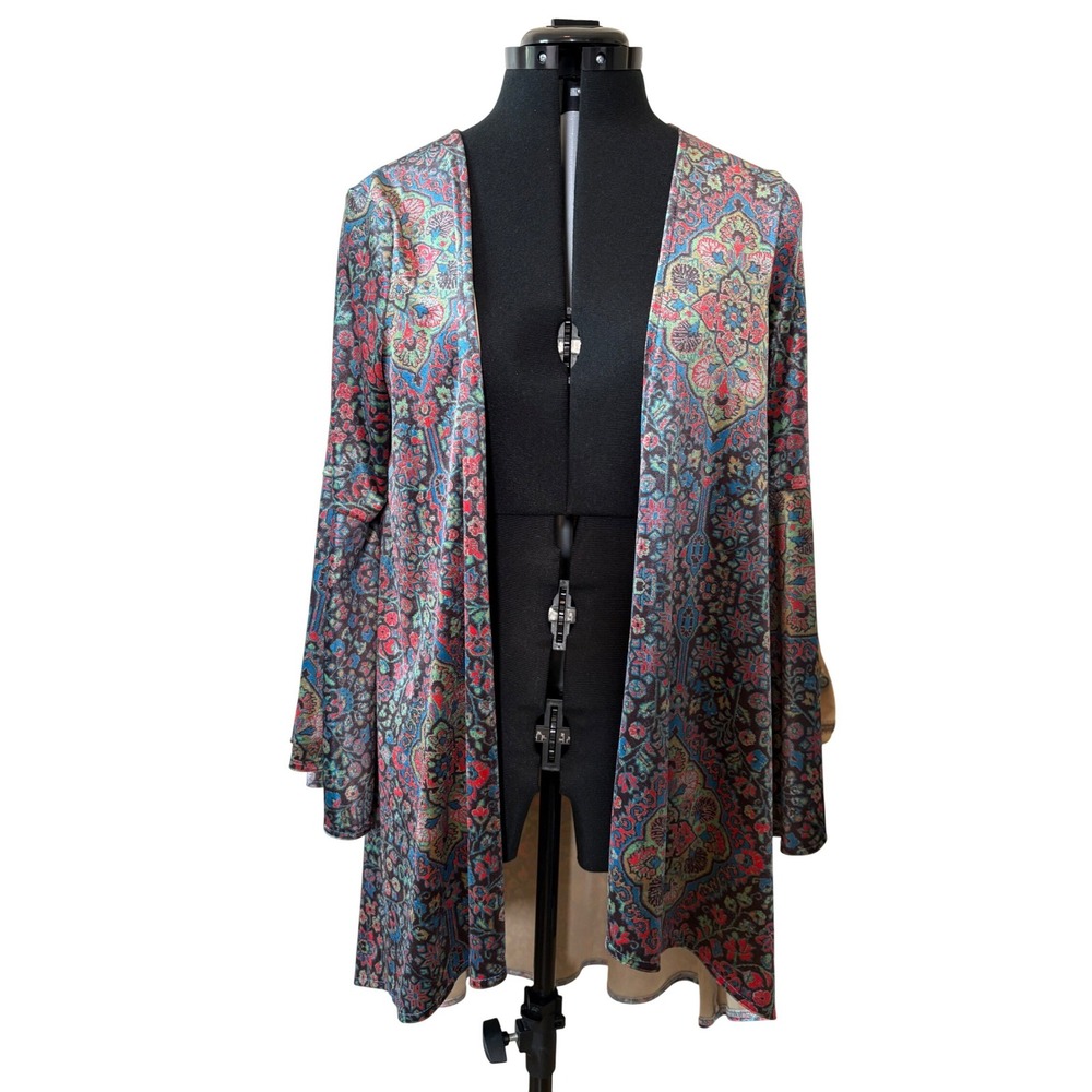 Judith‎ March Arabian Nights Velvet Kimono Bell Sleeve Paisley Boho Small NEW
